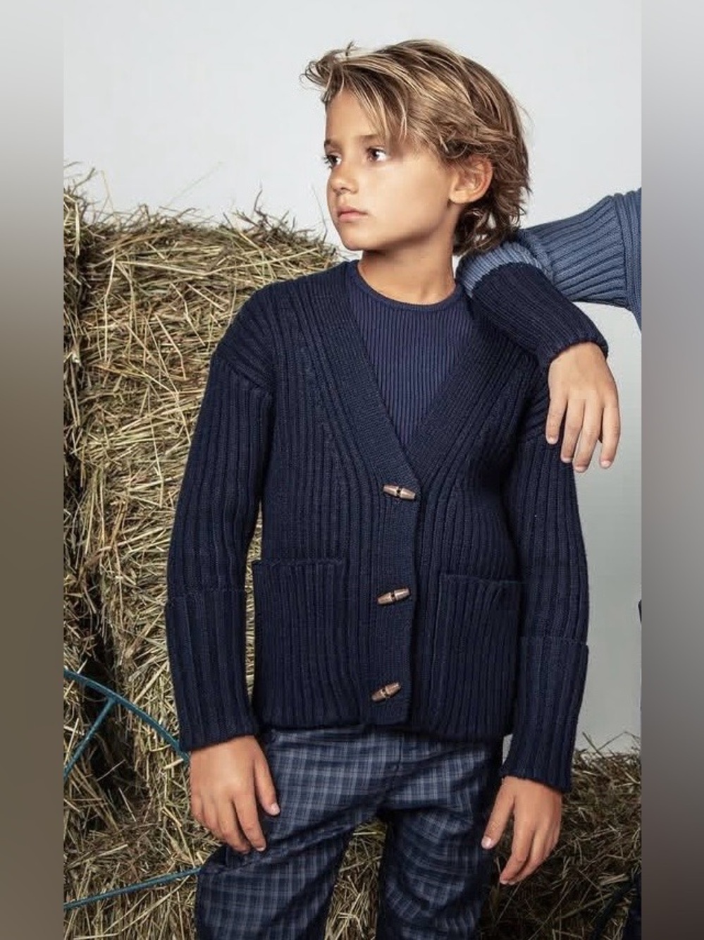 BELATI BOUTIQUE Navy Ribbed Toggle Cardigan for Kids 5